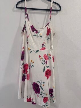Old Navy Cream Mini Dress with Pink & Purple Floral Print